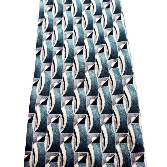 Arrow Teal White‎ Silk Tie Woven Geometric - Picture 2 of 6